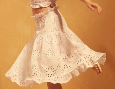 Falda Tuchinda Niñas Mia Talla 16 Blanco Algodón Ojales Hasta la Rodilla Forrada Foto 1 de 4