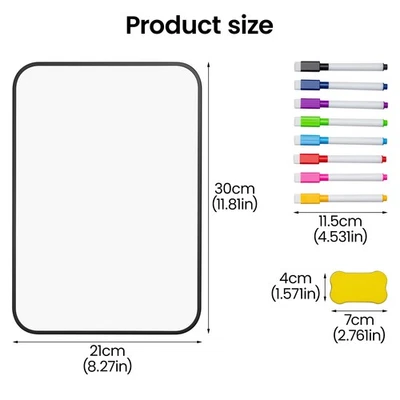 Dry Erase Whiteboard A4 Double Sided White Board with whiteboard pens and Eraser - Image 1 of 4