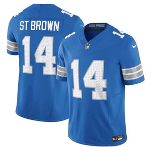 Amon Ra St Brown Jersey Mens Large Stitched #14 Detroit Lions Blue - Picture 1 of 3