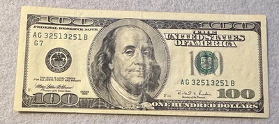 RARE 1996 ONE HUNDRED DOLLAR BILL REPEATER NOTE $100 AG 32513251 B - Image 1 of 2