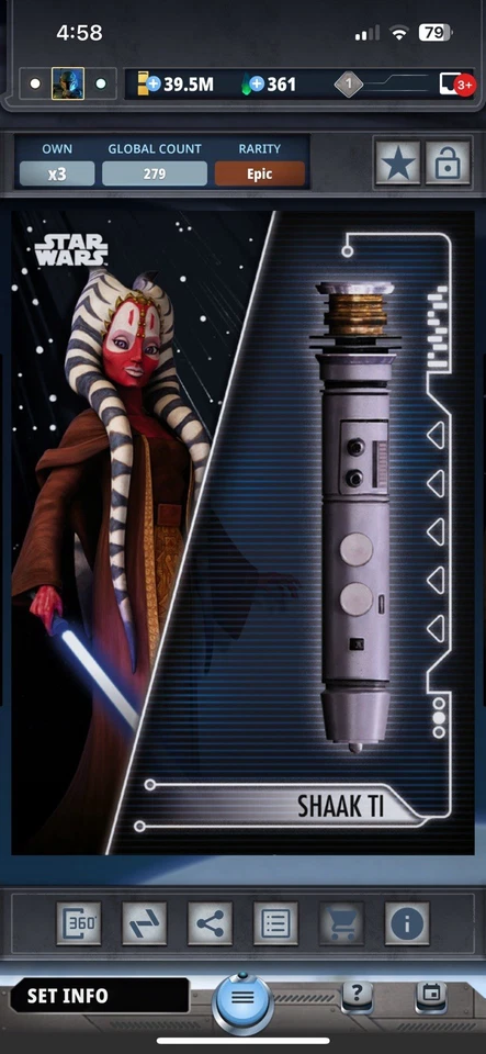 Topps Star Wars Digital Card Trader Black Holocron Lightsabres Shaak Ti Insert - Image 1 of 1