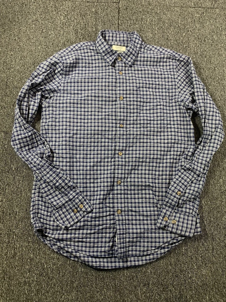 ELWOOD Shirt Mens LARGE Blue Plaid Long Sleeve Button Up cotton collared Size L - Image 1 of 4