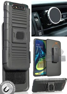 Noir Étui Robuste + Clip Ceinture + Magnétique Voiture Support pour Samsung - Photo 1 sur 11
