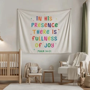 In His Presence Fullness of Joy Tapestry – Scripture Wall Hanging Gift - Picture 1 of 5