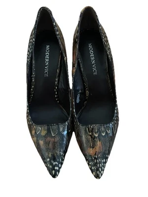 Black and Gold Peacock Modern Vince Pumps Women's - Image 1 of 4