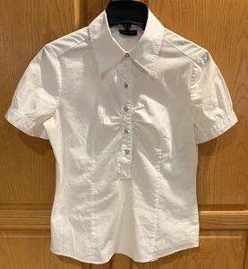 New York & Co. White Cap Sleeve Blouse Half Button Women’s Size Small - Picture 1 of 5