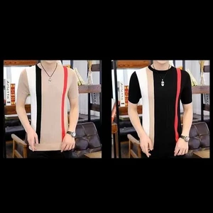 Slim Fit Men's Casual Tee with Eye Catching Stripes and Comfortable Design - Picture 1 of 36