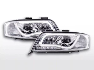 FK Paar LED DRL Lightbar Scheinwerfer Audi A6 C5 4B 01-04 chrom RHD - Bild 1 von 8
