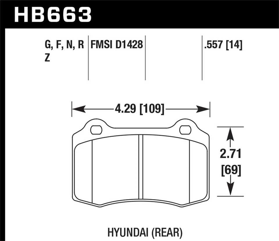 Hawk Performance HB663F.557 HPS Disc Brake Pad Fits 10-15 Genesis Coupe S - Image 1 of 2
