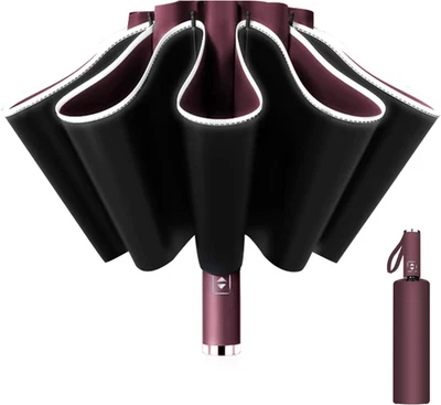 Ombrello Inverso Automatico, Ombrello Pieghevole Antivento, Ombrello Grande Da P - Immagine 1 di 4