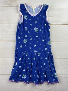 Matilda Jane Dress Girls Size 12 Blue Floral Ruffle Cap Sleeve Crochet Trim Hem - Picture 1 of 8