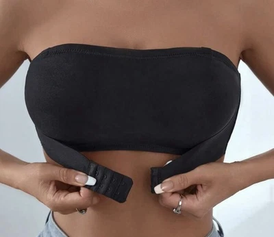 Черный бюстгальтер-бандо без бретелек размер XXL новый без ценников прозрачные регулируемые ремни - Изображение 1 из 4