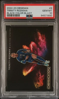 2022-23 Obsidian Black Color Blast Trinity Rodman #8 PSA 10 - Image 1 of 2
