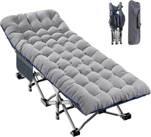 Oversized XXL Folding Camping Cot W/Mat for Adults, 78" L x 32" W x 18" H Gray - Picture 1 of 12
