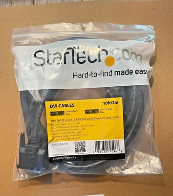 Startech 10ft/3m DVI-D Single Link Video Cable 19-pin Male to Male DVIDSMM10 - Image 1 of 3