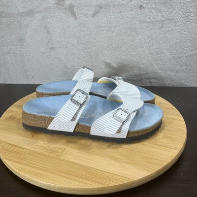 Sandalias Birkenstock Birkis Sydney para mujer talla 5 azul blanco a rayas Birko Flor Foto 1 de 4