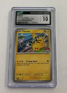 CGC 10 Pikachu Black Star Promos 190 2024 World Championships Gem Mint 10 3/3 - Picture 1 of 2