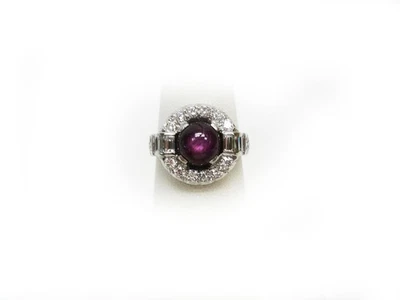 Star Ruby Diamond Ring in Platinum - Image 1 of 4