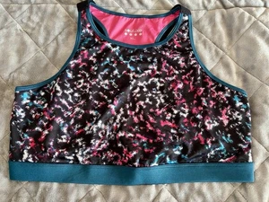 Brand New Souluxe Pink Blue Black Racerback Sports Bra Cropped Top XL 18 20 22 - Picture 1 of 5
