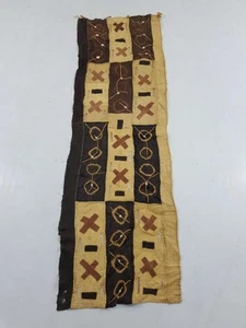 Antique Tribal Traditional African Kuba Cloth Raffia Textile Embroidered - Foto 1 di 12