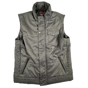 HAWK Mens Puffer Vest Gray Full Button Front Padded Sleeveless Jacket Size Large - Picture 1 of 13