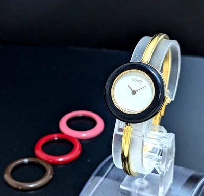 GUCCI Change Bezel 11/12.2 Watch Quartz Gold White Women's Working Authentic - Image 1 of 4