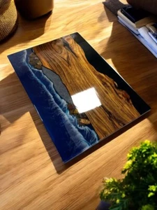 36"x24" Custom Made Epoxy Resin Center Dining Table Wooden Live Edge Hallway Dec - Picture 1 of 8