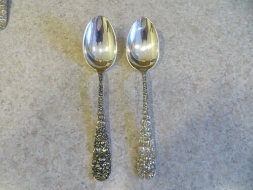 Juego de 2 cucharas de cena de plata esterlina Stieff Rose de 7 1/8" Foto 1 de 1