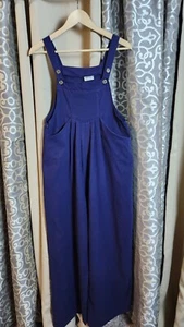 Navy Jumpsuit Overalls Wide Leg Boho Romper Adjustable Pocket Size Medium - Picture 1 of 11