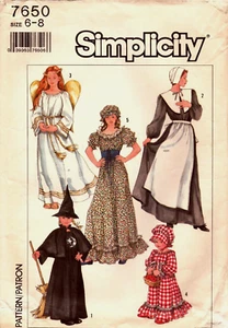 Simplicity 7650 Mädchen/Misses Größen 6-8 Puritan-Engel-Zauberer-Landmädchen ~ 6-8 - Bild 1 von 4