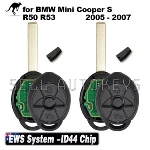 2x EWS for BMW Mini Cooper S R50 R53 2005-2007 Complete Remote Control Key Fob - Picture 1 of 3