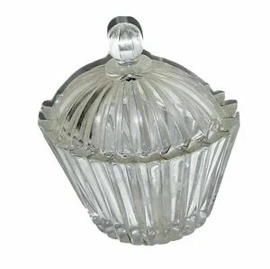 Plato de caramelo de vidrio acanalado vintage tazón baratija 4 1/2" superior nob - Imagen 1 de 3