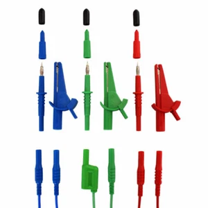 LDM-1600 Crocodile Clip & Probe set for Fluke & Megger MFTs Blue/Green/Red - Picture 1 of 7