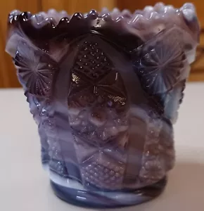 Vintage Imperial Purple and White Slag Glass Toothpick Holder #2 - Picture 1 of 5