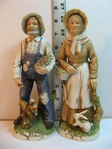 VINTAGE HOMECO PORCELAIN FARMER FIGURINES #1409/GREAT COND/UNIQUE & COLLECTIBLE. - Picture 1 of 8