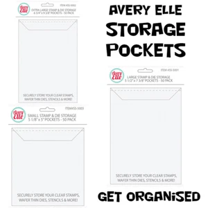 Avery Elle: STAMP & DIE STORAGE POCKETS, 50PK * Choice of sizes * Get organised! - Picture 1 of 7