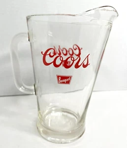 Jarra de cerveza vintage Coors banquete años 70 vidrio pesado transparente bar pub - Imagen 1 de 7