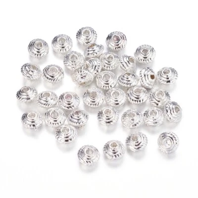 Silver plated Spacer Beads Small Rondelle Shape 5mm x 3mm 100pcs - Image 1 of 2