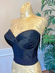 NWT, Dominique 6377 Noemi Strapless Lowback Longline U/W Bra Black, US Sz 32DD - Picture 1 of 17
