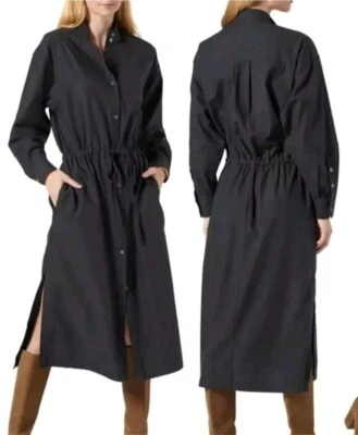 $278 JOIE Mujer Negro Adrine Manga Larga Algodón Midi Camisa Vestido XXS Informal  Foto 1 de 4