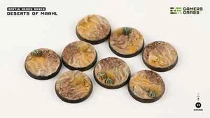 8 bases redondas listas para la batalla Maahl desiertos 32 mm jugadores hierba RPG mesa juegos - Imagen 1 de 2