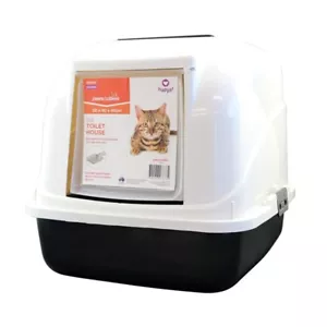 Hooded Cat House Litter Tray Pan Set Pet Kitten Toilet Box Scoop Paws n Claws ME - Picture 1 of 3