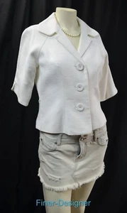WHBM WHITE HOUSE BLACK MARKET JACKET BLAZER large weave cotton S/S coat 4 S NEW - Picture 1 of 6