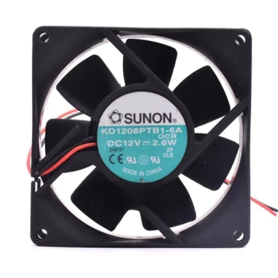 SUNON KD1208PTB1-6A 8025 8CM 12V 2.6W 2-wire dual ball bearing chassis fan - Image 1 of 4