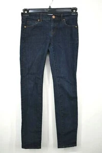 Ann Taylor Loft Womens Dark Denim Straight Skinny Leg Cotton Stretch Jeans 25P - Picture 1 of 8