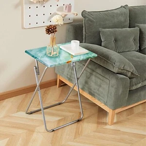 2 PCS Sea Blue Folding TV Tray Table Dinner Table with Sturdy MDF Top - Picture 1 of 5
