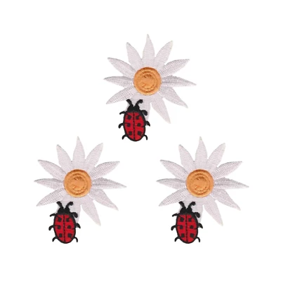 Daisy with Ladybug (3-Pack) Iron On Patch - USA SELLER 880 - Image 1 of 4
