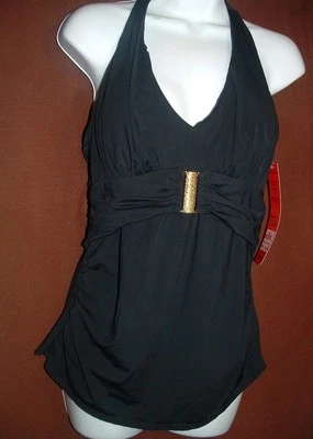 NUEVO TOP DE BAÑO TANKINI HALTER NEGRO SPANX LET'S GO ADELGAZANTE 1398 16 Foto 1 de 2