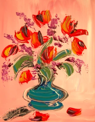 BONITAS FLORES Moderna Abstracta Original Pintura al Óleo ARTISTA IMPRESIONISTA dwdw Foto 1 de 4