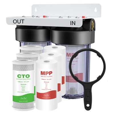 SimPure 10x4.5" Big Blue Sediment Carbon Whole House Water Filter Housing System - Image 1 of 4